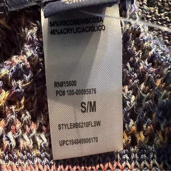 Democracy V-Neck Regular Size S/M Sweater Women's Multicolor Crochet Trim, NEW - Picture 9 of 14